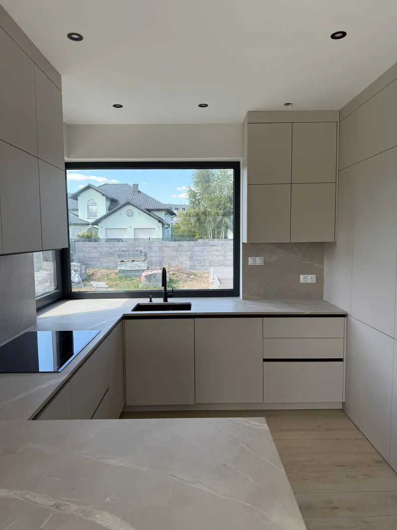 View of the kitchen from the peninsula.