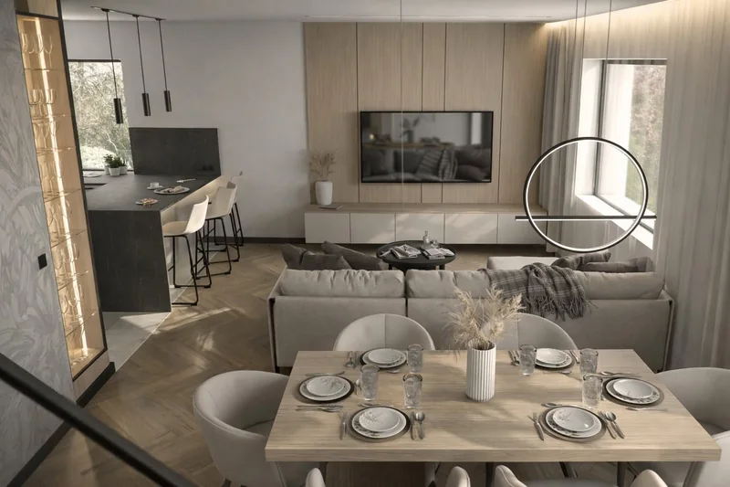 Living room in natural shades
