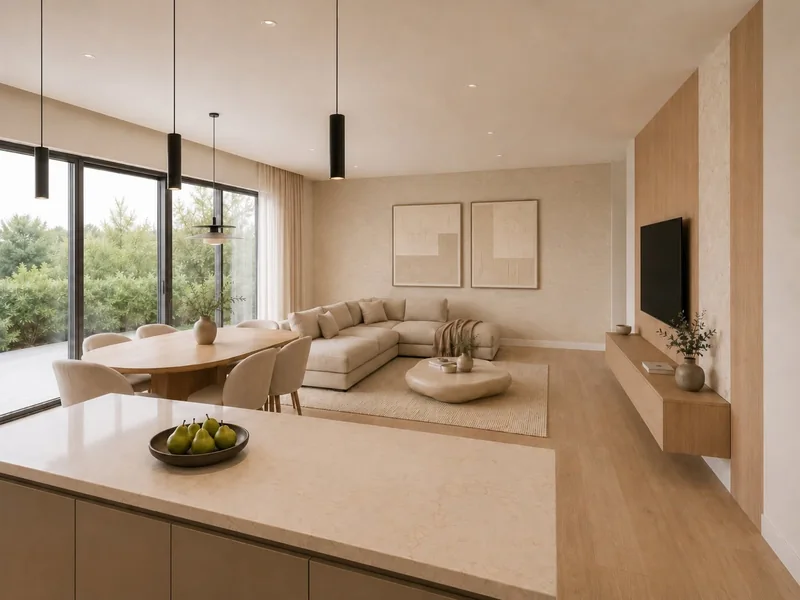 Living room in sandy tones